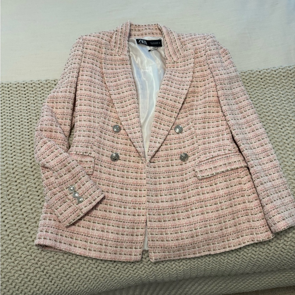 Zara Pink Tweed Blazer